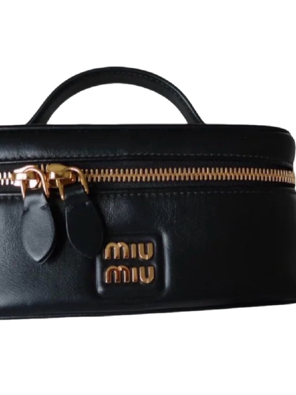 Miu Miu Black Leather Vanity Case/Clutch with Gold Hardware